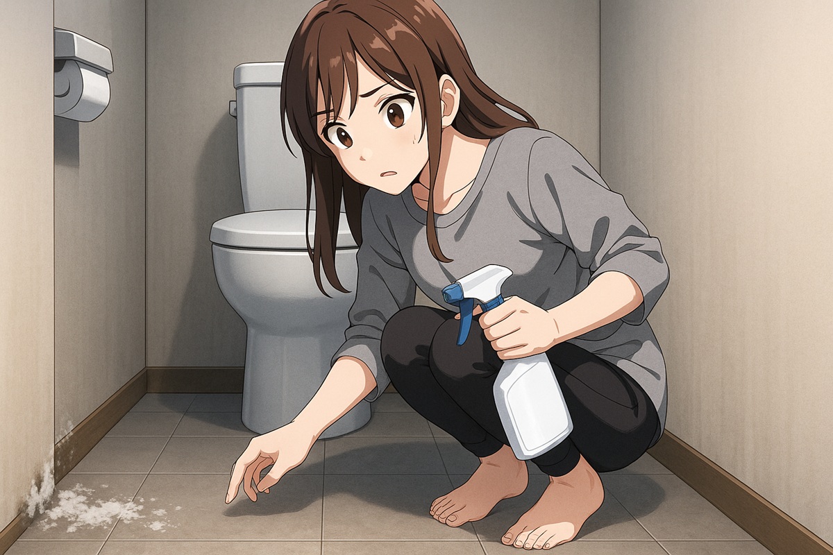 トイレの床の白カビが原因となる汚れ