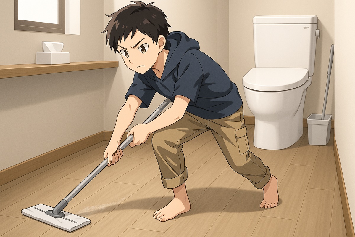 トイレの床の掃除にワイパーを使った効率的な方法