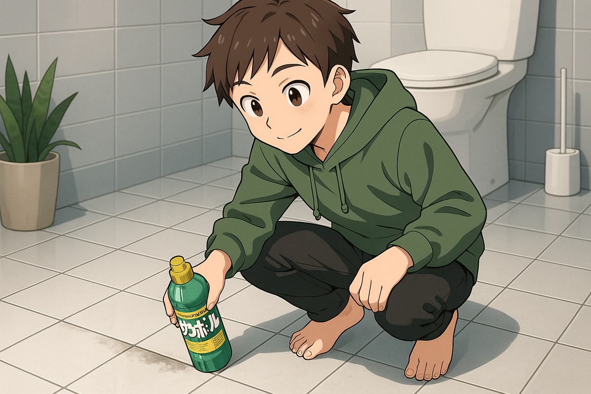 トイレタイルの黒ずみへのサンポールの効果と特徴を解説