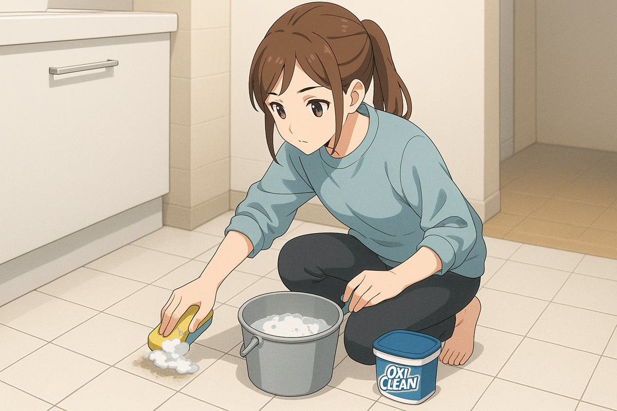 トイレタイルの黒ずみの汚れをオキシクリーンで落とす方法