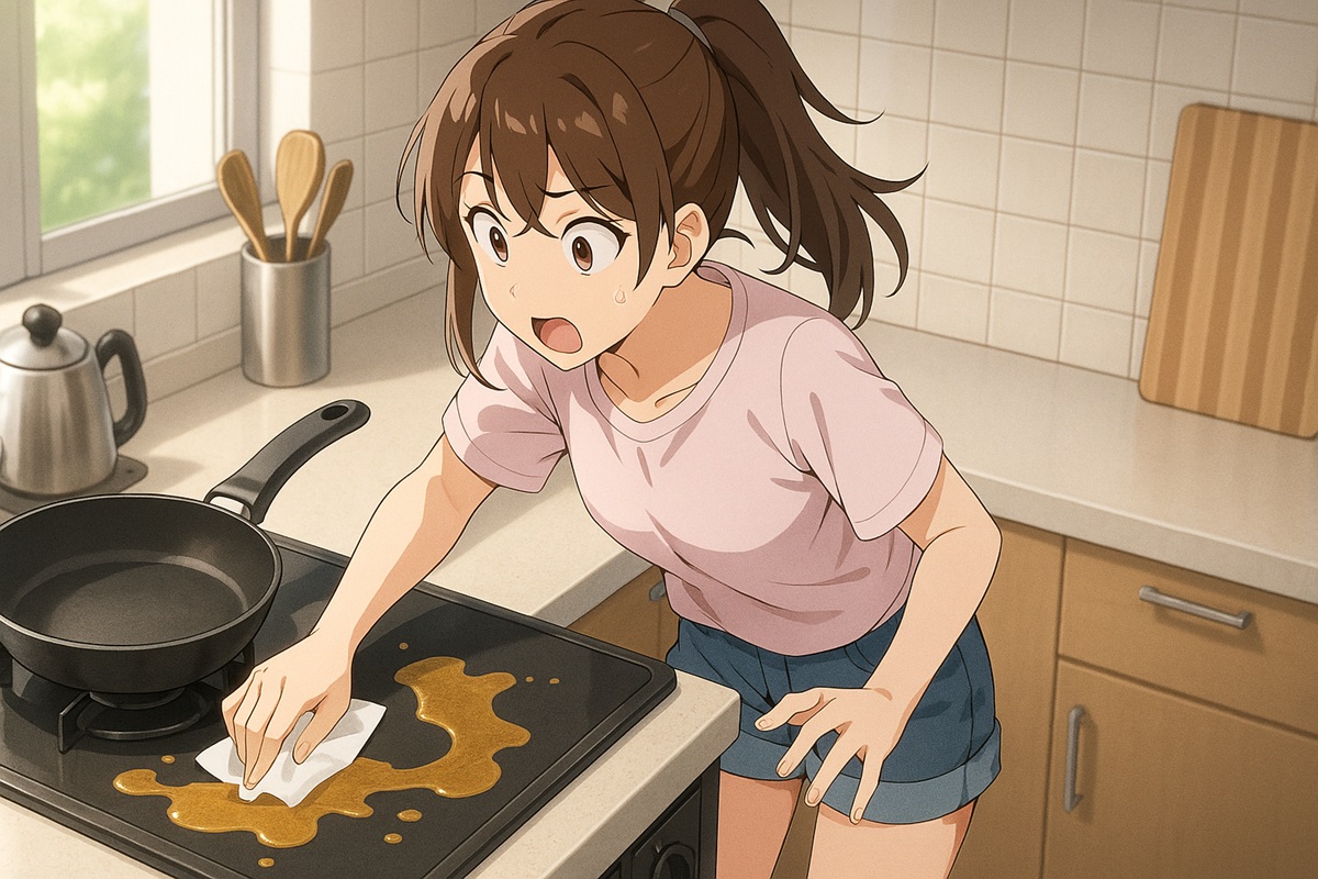 コンロに油をこぼしたらどうすればいいか