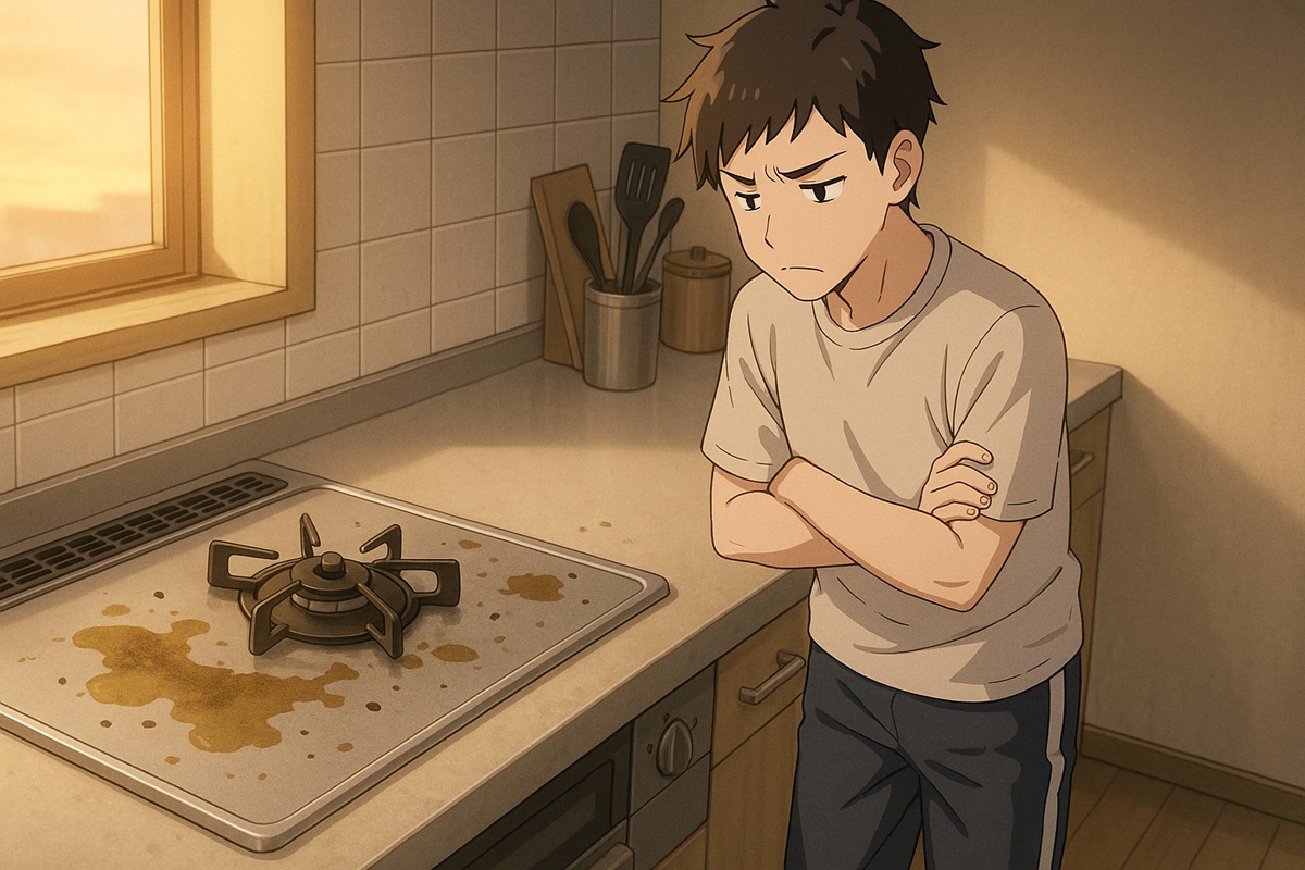 コンロに油をこぼしてから放置するとどうなるか