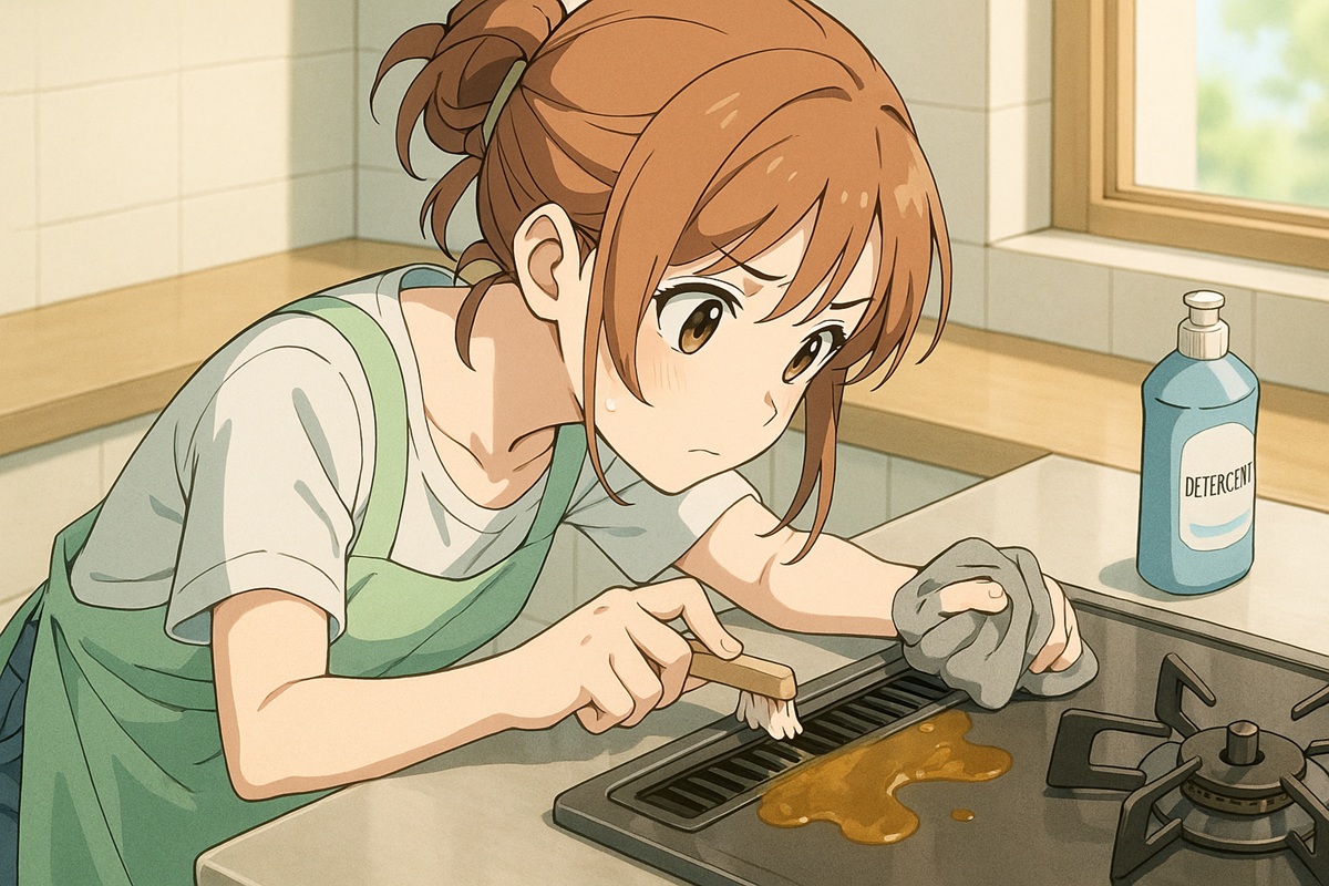 コンロの排気口に油をこぼしたときの安全な掃除方法