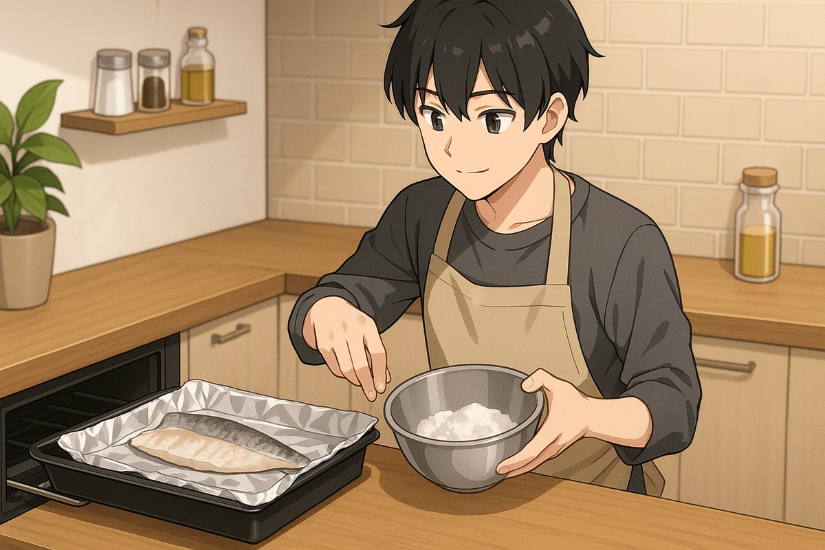 片栗粉を使った魚焼きグリル汚れ防止法