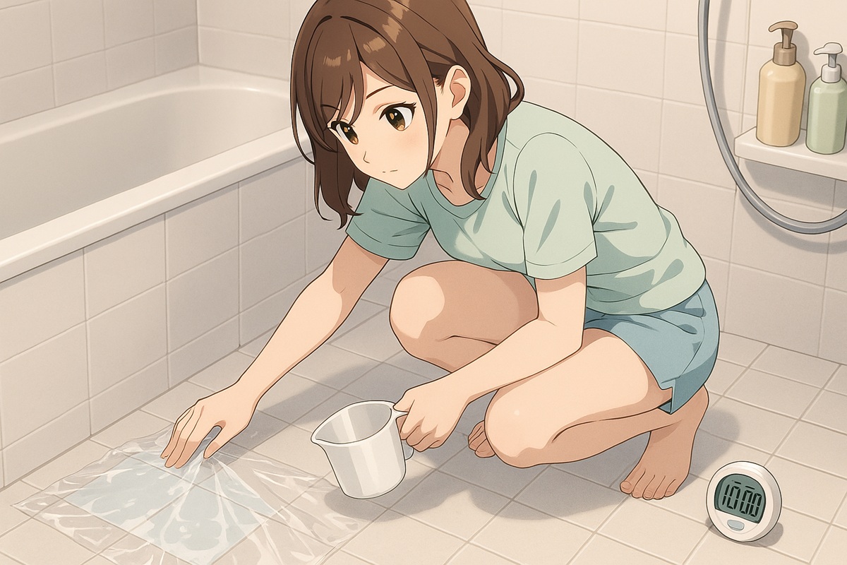 お風呂タイルへのオキシ漬けの手順とつけ置き時間