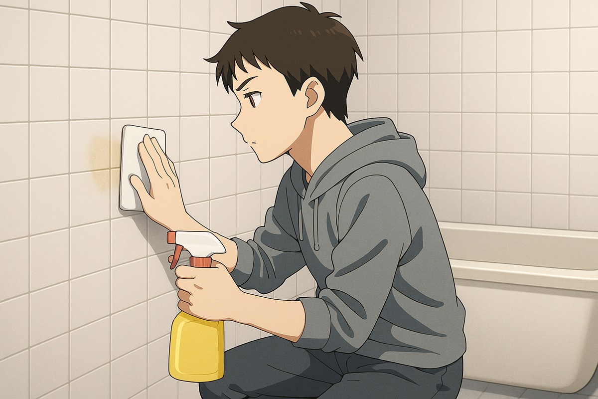 お風呂タイルの黄ばみへの対処と酸性洗剤